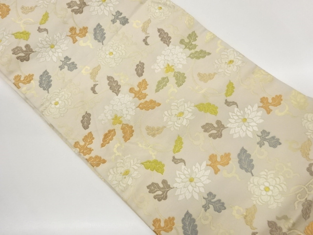 JAPANESE NAGOYA OBI / WOVEN KIKU ARABESQUE